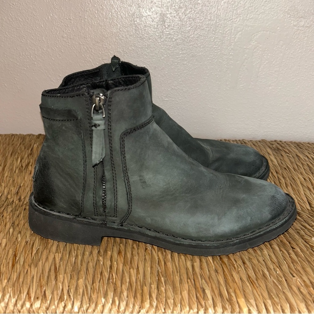 UGG Women's Charcoal Gray Leather Ankle Boots with Side Zip